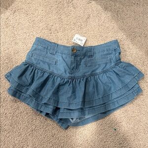 American Eagle Outfitters Blue Ruffled Mini Skirt